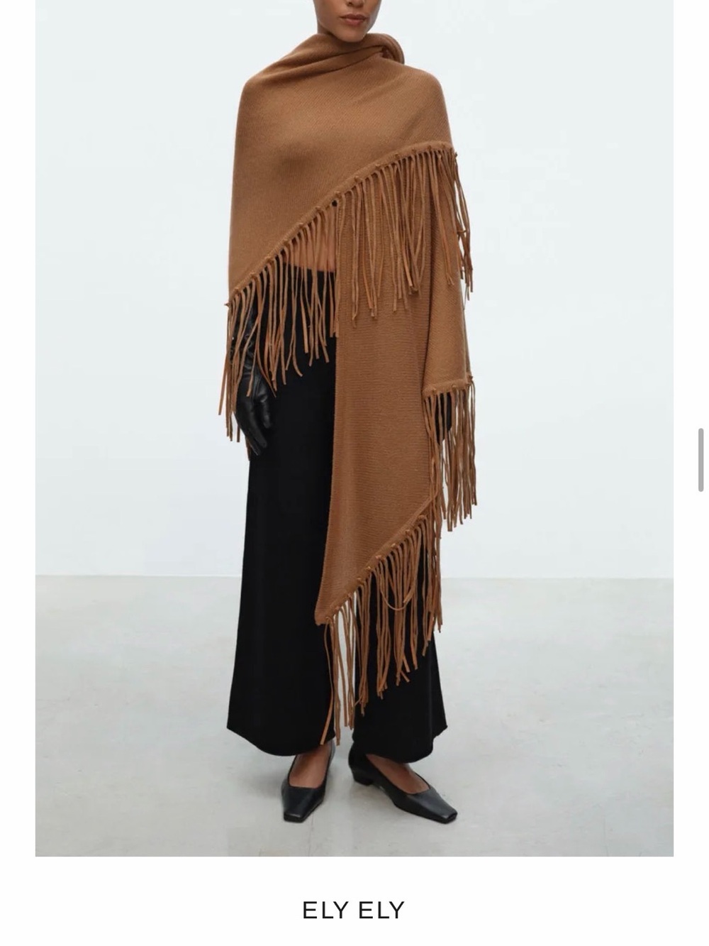 Camel Fringe Wrap wool and cashmere